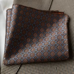 2025 Luxury Formal Pocket Square Navy Striped Floral Silk Handkerchief 24cm Brown Color Hanky Wedding Banquet Accessories Cravat