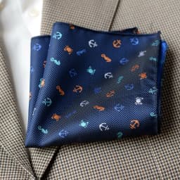 2025 Luxury Formal Pocket Square Navy Striped Floral Silk Handkerchief 24cm Brown Color Hanky Wedding Banquet Accessories Cravat