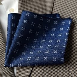 2025 Luxury Formal Pocket Square Navy Striped Floral Silk Handkerchief 24cm Brown Color Hanky Wedding Banquet Accessories Cravat