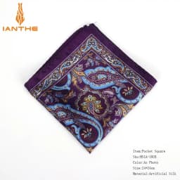 Brand New Men's Handkerchief Vintage Paisley Pocket Square Soft Hankies Wedding Party Business Artificial Silk Chest Towel Gift