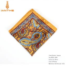 Brand New Men's Handkerchief Vintage Paisley Pocket Square Soft Hankies Wedding Party Business Artificial Silk Chest Towel Gift