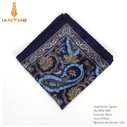 Brand New Men's Handkerchief Vintage Paisley Pocket Square Soft Hankies Wedding Party Business Artificial Silk Chest Towel Gift