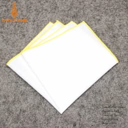 2018 Fashion Mens Cotton White Handkerchief Colorful Rim Pocket Square for Men Women Party Wedding Groom Suits Pocket Hankies