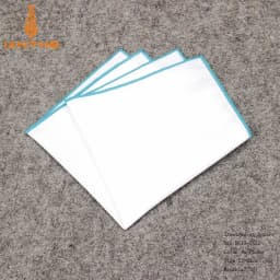 2018 Fashion Mens Cotton White Handkerchief Colorful Rim Pocket Square for Men Women Party Wedding Groom Suits Pocket Hankies