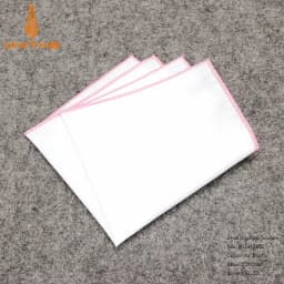 2018 Fashion Mens Cotton White Handkerchief Colorful Rim Pocket Square for Men Women Party Wedding Groom Suits Pocket Hankies
