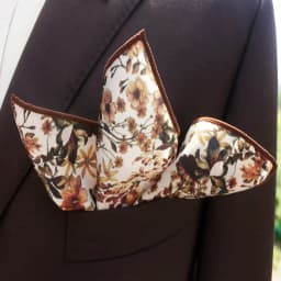 2025 New Floral Printed Pocket Square For Men Formal Silky Soft Handkerchief Wedding Suit Accessories Fashion Brown Yellow Hanky