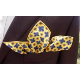 2025 New Floral Printed Pocket Square For Men Formal Silky Soft Handkerchief Wedding Suit Accessories Fashion Brown Yellow Hanky