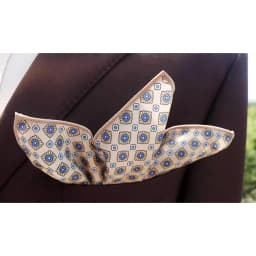 2025 New Floral Printed Pocket Square For Men Formal Silky Soft Handkerchief Wedding Suit Accessories Fashion Brown Yellow Hanky