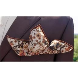2025 New Floral Printed Pocket Square For Men Formal Silky Soft Handkerchief Wedding Suit Accessories Fashion Brown Yellow Hanky