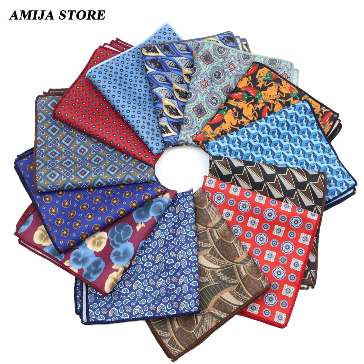 Vintage Fashion Hankerchief Scarves For Man Hankies Men's Pocket Square Handkerchiefs Printing Striped Plaid Snot Rag 26*26cm