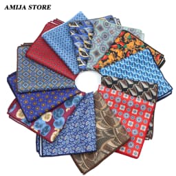 Vintage Fashion Hankerchief Scarves For Man Hankies Men's Pocket Square Handkerchiefs Printing Striped Plaid Snot Rag 26*26cm