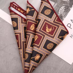 Men's Suit Pocket Square Hongkang Street Style Casual Chest Towel Brown Printed Handkerchief Formal Business Suit Accessories