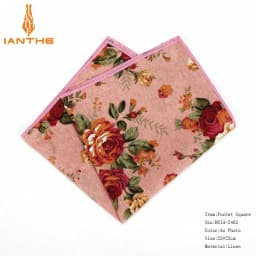 Men's Suits Linen Handkerchiefs Woven Floral Printing Pocket Square Hankies Men's Business Casual Square Pockets Hanky Towel