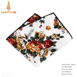 Men's Suits Linen Handkerchiefs Woven Floral Printing Pocket Square Hankies Men's Business Casual Square Pockets Hanky Towel