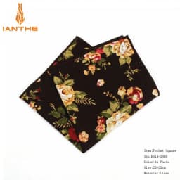 Men's Suits Linen Handkerchiefs Woven Floral Printing Pocket Square Hankies Men's Business Casual Square Pockets Hanky Towel