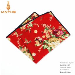Men's Suits Linen Handkerchiefs Woven Floral Printing Pocket Square Hankies Men's Business Casual Square Pockets Hanky Towel