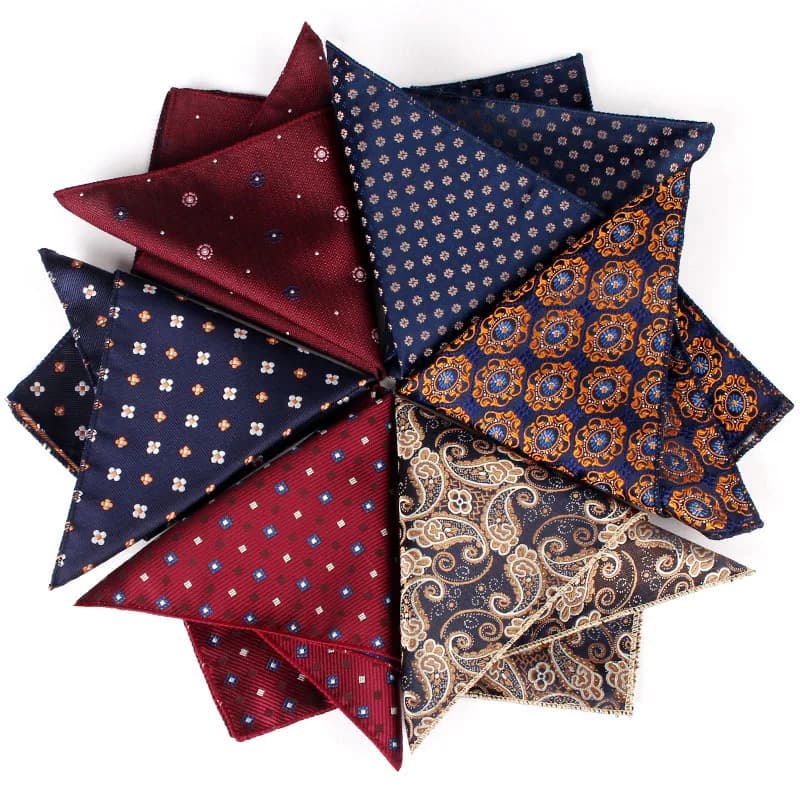 22CM Classic Men Polyester Pocket Square Dot Paisley Floral Handkerchief Business Hanky Wedding Party Chest Tie Suit Accessories
