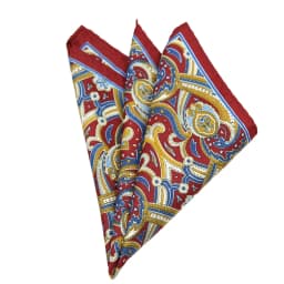 32cm Luxury Men's Paisley Printed Pocket Square Oversized Handkerchief Suit Chest Scarf Solid Red Hanky Formal Dress Accessories
