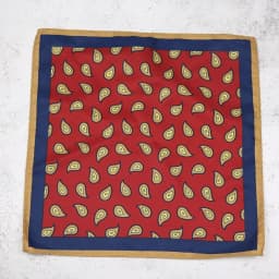 32cm Luxury Men's Paisley Printed Pocket Square Oversized Handkerchief Suit Chest Scarf Solid Red Hanky Formal Dress Accessories
