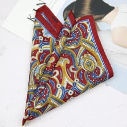 32cm Luxury Men's Paisley Printed Pocket Square Oversized Handkerchief Suit Chest Scarf Solid Red Hanky Formal Dress Accessories