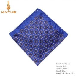 Men's Brand Handkerchief Vintage Geometric Pocket Square Soft Hankies Wedding Party Business Silk Colorful Chest Towel Gift Navy