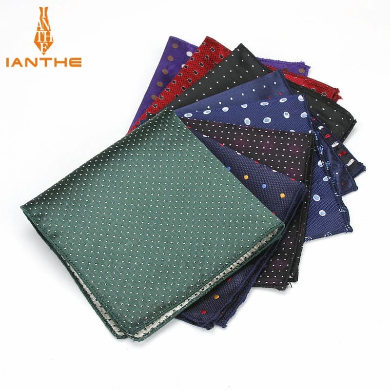 Luxury Men's Handkerchief Polka Dot Floral Wowen Jacquard Hankies Polyester Hanky Business Pocket Square Chest Towel 23*23CM