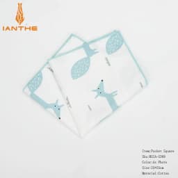 New High Quality Men's 100% Cotton Animals Handkerchief For Man Fish Bear Print Pocket Square Chest Towel SuitS Hankies 25*25cm