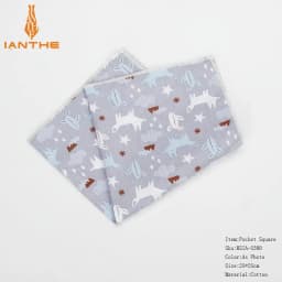 New High Quality Men's 100% Cotton Animals Handkerchief For Man Fish Bear Print Pocket Square Chest Towel SuitS Hankies 25*25cm