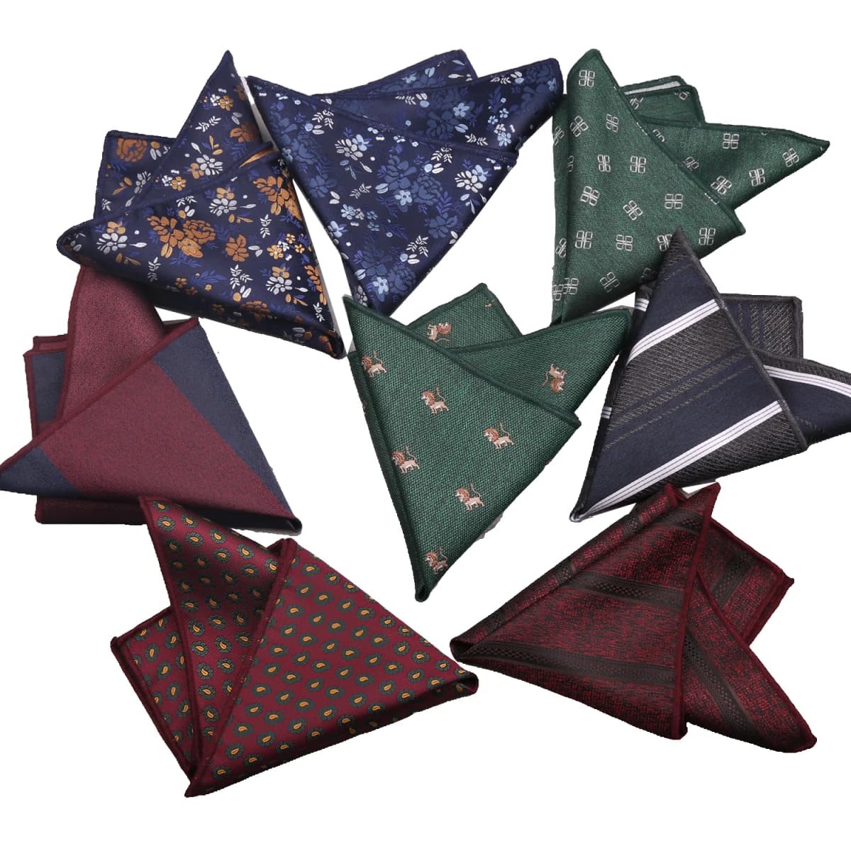 23*23CM Luxury Men's Handkerchief Flower Striped Floral Hankies Polyester Hanky Business red Pocket Square Chest Towel Wedding