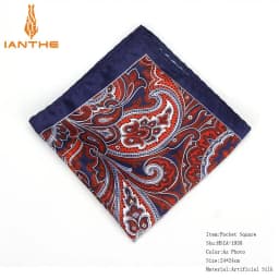 2018 Men's Brand Handkerchief Vintage Paisley Pocket Square Soft Hankies Wedding Party Business Artificial Silk Chest Towel Gift