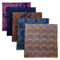 5 Pieces Mens Pocket Squares Set Party Wedding Gift Handkerchief Fashion Formal Bundle Hanky Luxury Unique