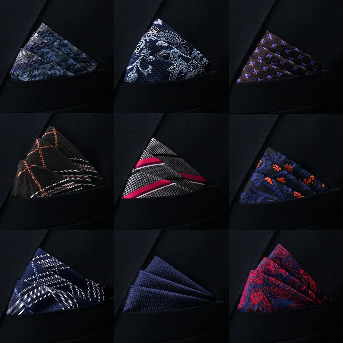 Brand Kerchief Man Dark Blue Striped April Fool's Day Fit Formal Party Pocket Square Handkerchiefs Suit Accessories Men Necktie