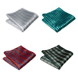 4pcs Men's Classic Pocket Square Towel Paisley Striped Handkerchief Suit Shirt Accessories Wedding Party Navy Red Hanky