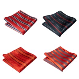 4pcs Men's Classic Pocket Square Towel Paisley Striped Handkerchief Suit Shirt Accessories Wedding Party Navy Red Hanky