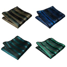 4pcs Men's Classic Pocket Square Towel Paisley Striped Handkerchief Suit Shirt Accessories Wedding Party Navy Red Hanky
