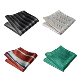 4pcs Men's Classic Pocket Square Towel Paisley Striped Handkerchief Suit Shirt Accessories Wedding Party Navy Red Hanky