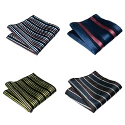 4pcs Men's Classic Pocket Square Towel Paisley Striped Handkerchief Suit Shirt Accessories Wedding Party Navy Red Hanky