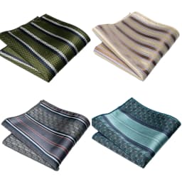 4pcs Men's Classic Pocket Square Towel Paisley Striped Handkerchief Suit Shirt Accessories Wedding Party Navy Red Hanky