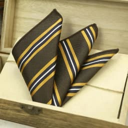 23CM New Trendy Striped Pocket Square Luxury Mens White Dots Polyester Woven Handkerchief Wedding Groom Tuxedo Accessories Hanky