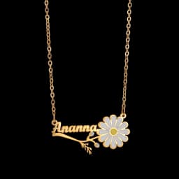 Freeteeme Personalized Custom Name Flower Necklace for Women Stainless Steel UV Print Birth Flower Chain Jewelry Birthday Gifts