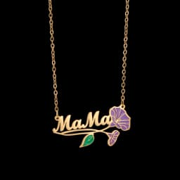 Freeteeme Personalized Custom Name Flower Necklace for Women Stainless Steel UV Print Birth Flower Chain Jewelry Birthday Gifts