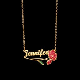 Freeteeme Personalized Custom Name Flower Necklace for Women Stainless Steel UV Print Birth Flower Chain Jewelry Birthday Gifts