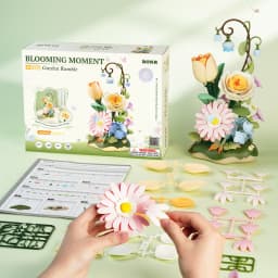 ROKR 3D Puzzle Toys Garden Ramble DIY Flower Bouquet Model Building Kit 4 Lighting Modes Night Light for Room Decor Birthday Gift for Girls Adults