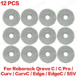 Roborock Qrevo C/C Pro/Curv/CurvC/Edge/EdgeC/S5V Compatible Main Side Brush, Mop Cloth, Dust Bag & Filter Set
