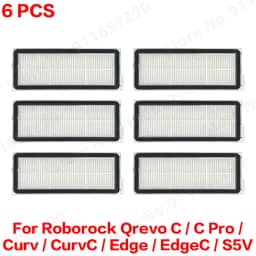 Roborock Qrevo C/C Pro/Curv/CurvC/Edge/EdgeC/S5V Compatible Main Side Brush, Mop Cloth, Dust Bag & Filter Set