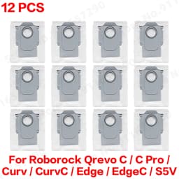 Roborock Qrevo C/C Pro/Curv/CurvC/Edge/EdgeC/S5V Compatible Main Side Brush, Mop Cloth, Dust Bag & Filter Set