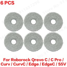 Roborock Qrevo C/C Pro/Curv/CurvC/Edge/EdgeC/S5V Compatible Main Side Brush, Mop Cloth, Dust Bag & Filter Set