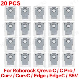 Roborock Qrevo C/C Pro/Curv/CurvC/Edge/EdgeC/S5V Compatible Main Side Brush, Mop Cloth, Dust Bag & Filter Set