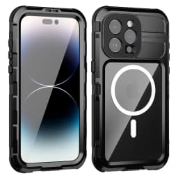 IP68 Waterproof Metal Phone Case For iPhone 16 15 14 Plus 14 Pro Max Diving Swim Full Protect Cover MagSafe Wireless Charging
