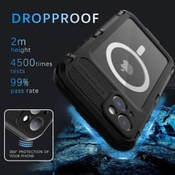 IP68 Waterproof Metal Phone Case For iPhone 16 15 14 Plus 14 Pro Max Diving Swim Full Protect Cover MagSafe Wireless Charging